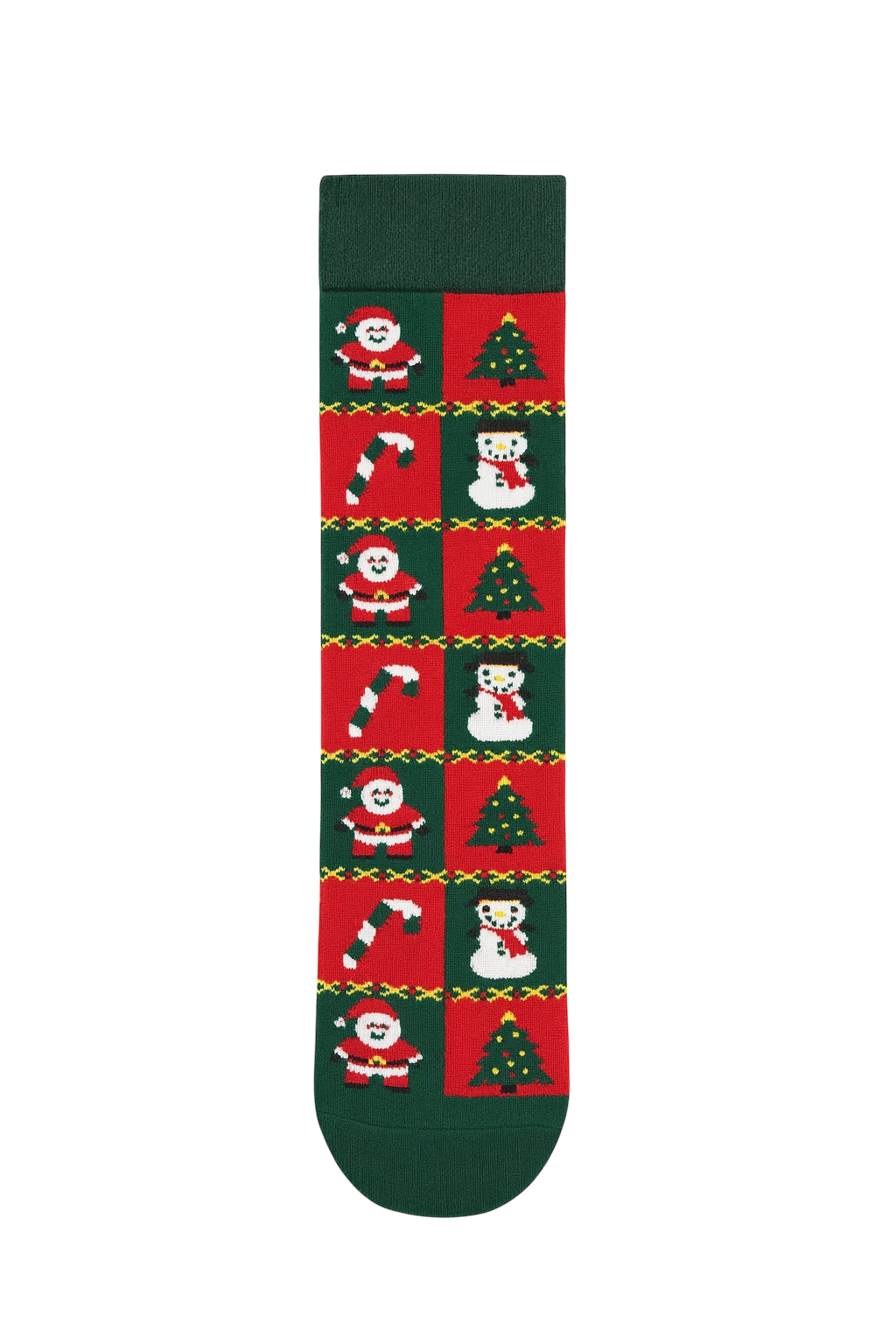 4-Pack Classic Christmas Pattern Socks Set: Santa, Reindeer, Snowman & Gingerbread Man Festive Crew Socks