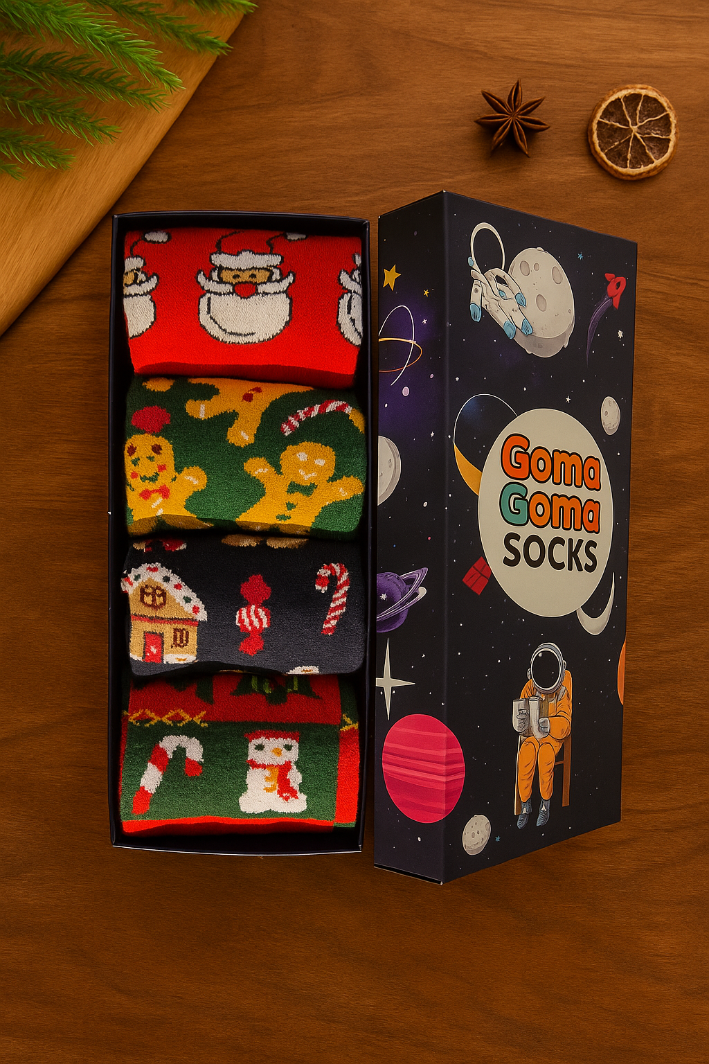 Festive Pattern Christmas Socks: Santa Faces, Gingerbread, Patchwork, and Holiday Village Novelty Crew Socks