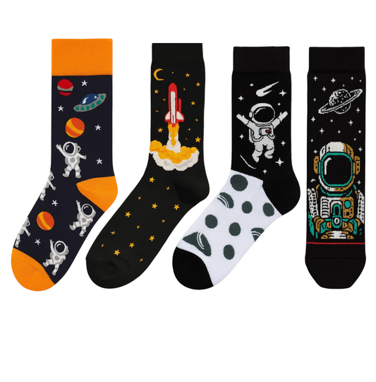 Astronaut Space Adventure Colorful Crew Socks Set
