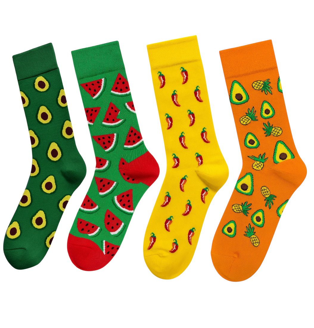 Colorful Avocado Watermelon Chili Fun Socks Set