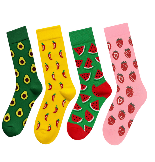 Colorful Avocado Watermelon Chili Strawberry Fun Socks Set